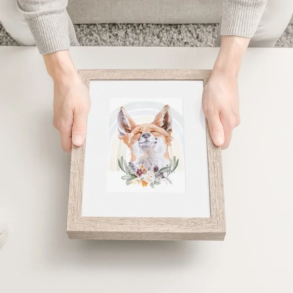 Watercolor Floral Red Fox Wall Art Illustration Print Poster Card Unframed - Picture 8 of 8